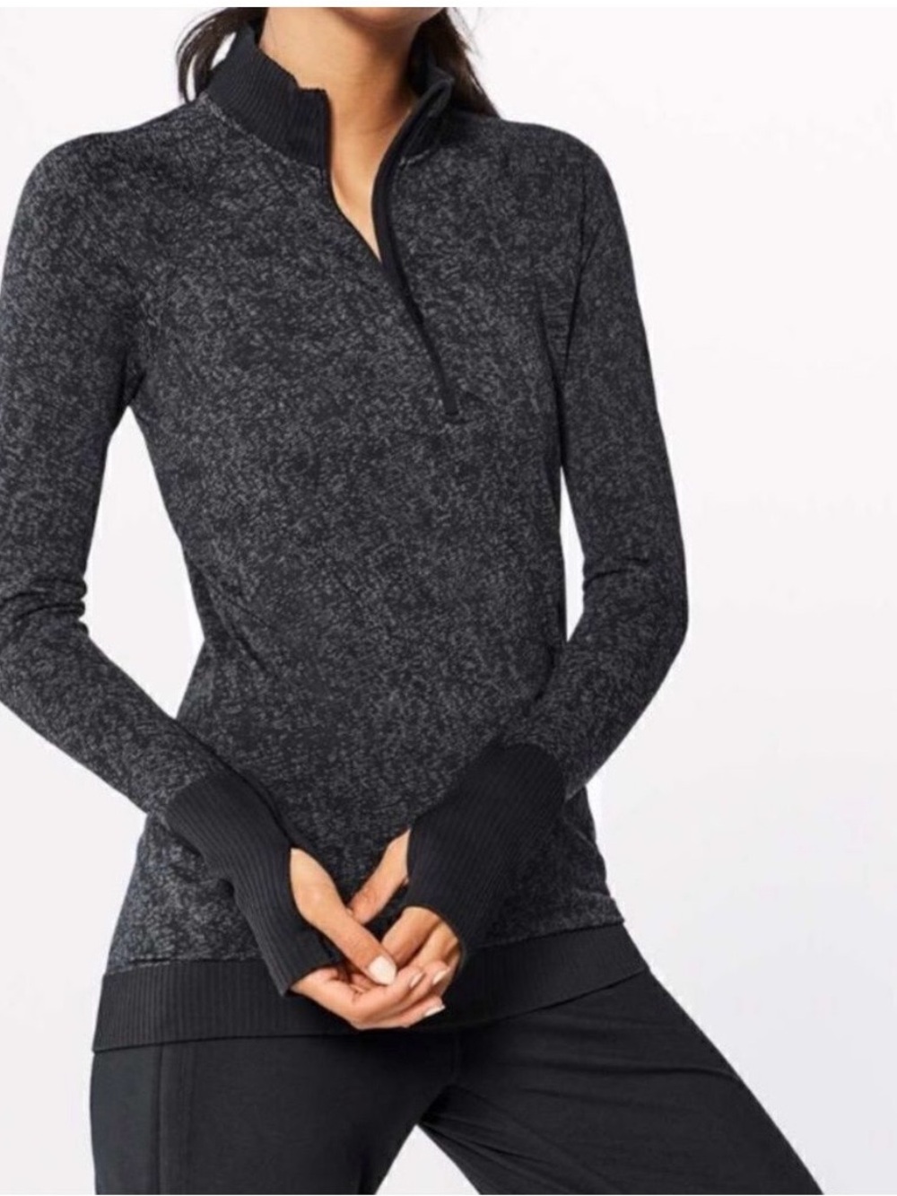 Lululemon Rest Less 1/2 Zip Long Sleeve Pullover Sweater size 8 Black /Dark Cast